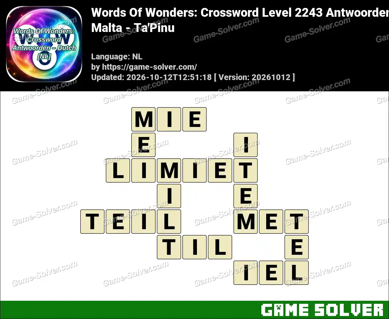 Words Of Wonders: Crossword Level 2243 Antwoorden – Malta – Ta’Pinu